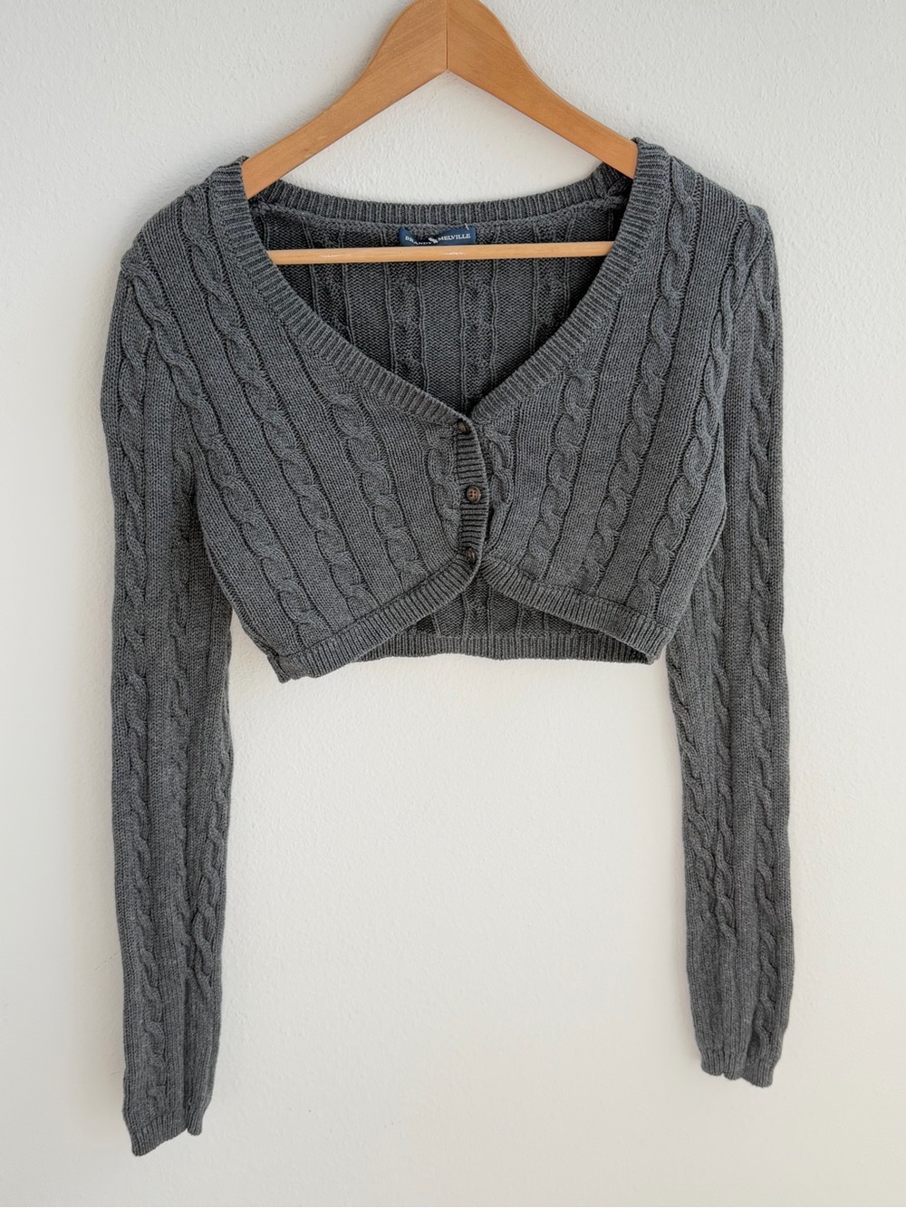 Brandy Melville Gray Cable Knit Cropped Cardigan Shrug